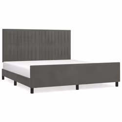 vidaXL Giroletto senza Materasso Grigio Scuro 160x200 cm Velluto - Vista aggiuntiva 2