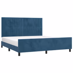 vidaXL Giroletto senza Materasso Blu Scuro 160x200 cm in Velluto - Vista aggiuntiva 3