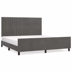 Giroletto con Testiera Grigio Scuro 180x200 cm in Vellutocod mxl 97984 - Vista aggiuntiva 2
