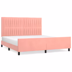 vidaXL Giroletto con Testiera Rosa 180x200 cm in Velluto - Vista aggiuntiva 2