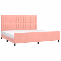 vidaXL Giroletto con Testiera Rosa 200x200 cm in Velluto - Vista aggiuntiva 3