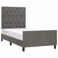 vidaXL Giroletto senza Materasso Grigio Scuro 80x200 cm Velluto - Vista aggiuntiva 3