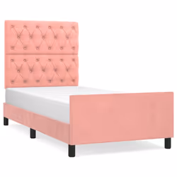 vidaXL Giroletto con Testiera Rosa 80x200 cm in Velluto - Vista aggiuntiva 2