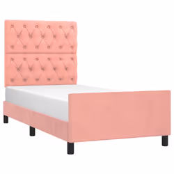 vidaXL Giroletto con Testiera Rosa 80x200 cm in Velluto - Vista aggiuntiva 3