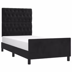 Giroletto con Testiera Nero 90x190 cm in Vellutocod mxl 121886