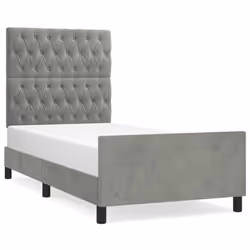 Giroletto con Testiera Grigio Chiaro 90x200 cm in Vellutocod mxl 73962