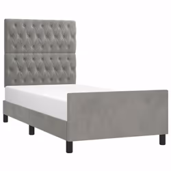 Giroletto con Testiera Grigio Chiaro 90x200 cm in Vellutocod mxl 73962