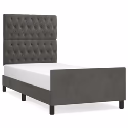 vidaXL Giroletto senza Materasso Grigio Scuro 90x200 cm Velluto - Vista aggiuntiva 2