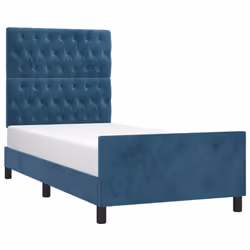 Giroletto con Testiera Blu Scuro 90x200 cm in Vellutocod mxl 97986 - Vista aggiuntiva 3
