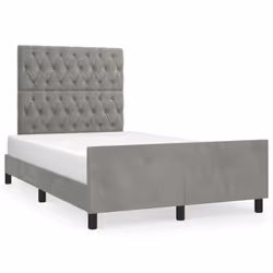 vidaXL Giroletto senza Materasso Grigio Chiaro 120x200 cm Velluto - Vista aggiuntiva 2