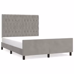 vidaXL Giroletto senza Materasso Grigio Chiaro 140x190 cm Velluto - Vista aggiuntiva 2
