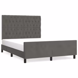 vidaXL Giroletto senza Materasso Grigio Scuro 140x190 cm Velluto - Vista aggiuntiva 2