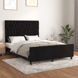 Giroletto con Testiera Nero 140x190 cm in Vellutocod mxl 97991