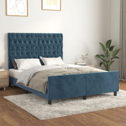 Giroletto con Testiera Blu Scuro 140x190 cm in Vellutocod mxl 121893