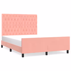 vidaXL Giroletto con Testiera Rosa 140x190 cm in Velluto - Vista aggiuntiva 2