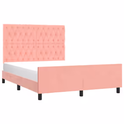 vidaXL Giroletto con Testiera Rosa 140x190 cm in Velluto - Vista aggiuntiva 3