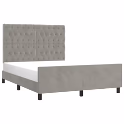 vidaXL Giroletto senza Materasso Grigio Chiaro 140x200 cm Velluto - Vista aggiuntiva 3