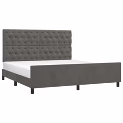 vidaXL Giroletto senza Materasso Grigio Scuro 160x200 cm Velluto - Vista aggiuntiva 3
