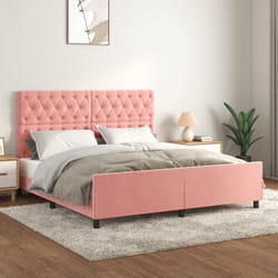 vidaXL Giroletto con Testiera Rosa 160x200 cm in Velluto