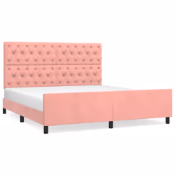 vidaXL Giroletto con Testiera Rosa 160x200 cm in Velluto - Vista aggiuntiva 2