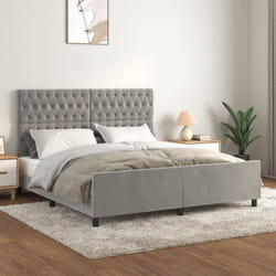 Letto adulto, Giroletto con Testiera, Letto matrimonial Grigio Chiaro 180x200 cm in Velluto Vidaxl
