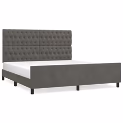 vidaXL Giroletto con Testiera Grigio Scuro 180x200 cm in Velluto - Vista aggiuntiva 2