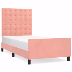 vidaXL Giroletto con Testiera Rosa 90x190 cm in Velluto - Vista aggiuntiva 2