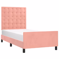 vidaXL Giroletto con Testiera Rosa 90x190 cm in Velluto - Vista aggiuntiva 3