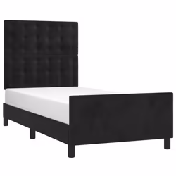 vidaXL Giroletto con Testiera Nero 90x200 cm in Velluto - Vista aggiuntiva 3