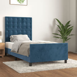 Letto adulto, Giroletto con Testiera, Letto singolo Blu Scuro 90x200 cm in Velluto Vidaxl