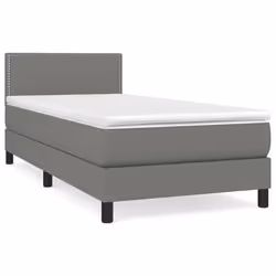 vidaXL Giroletto a Molle con Materasso Grigio Scuro 90x200 cm Tessuto - Vista aggiuntiva 2