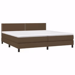 vidaXL Giroletto a Molle con Materasso Marrone Scuro 200x200cm Tessuto - Vista aggiuntiva 3