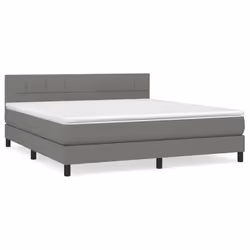 vidaXL Giroletto a Molle con Materasso Grigio Scuro 160x200 cm Tessuto - Vista aggiuntiva 2