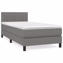 vidaXL Giroletto a Molle con Materasso Grigio Scuro 90x200 cm Tessuto - Vista aggiuntiva 2