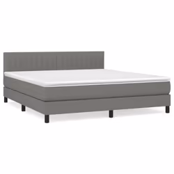 vidaXL Giroletto a Molle con Materasso Grigio Scuro 160x200 cm Tessuto - Vista aggiuntiva 2