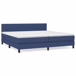 vidaXL Giroletto a Molle con Materasso Blu 200x200 cm in Tessuto - Vista aggiuntiva 2