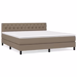 vidaXL Giroletto a Molle con Materasso Tortora 160x200 cm in Tessuto - Vista aggiuntiva 2