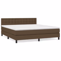 vidaXL Giroletto a Molle con Materasso Marrone Scuro 160x200cm Tessuto - Vista aggiuntiva 2