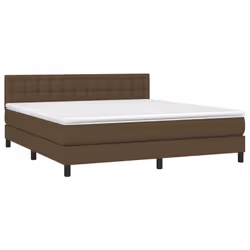 vidaXL Giroletto a Molle con Materasso Marrone Scuro 160x200cm Tessuto - Vista aggiuntiva 3