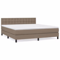 vidaXL Giroletto a Molle con Materasso Tortora 160x200 cm in Tessuto - Vista aggiuntiva 2