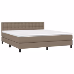 vidaXL Giroletto a Molle con Materasso Tortora 160x200 cm in Tessuto - Vista aggiuntiva 3