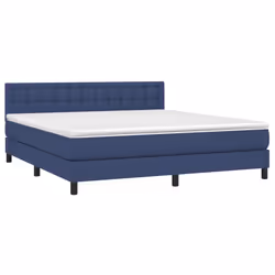 vidaXL Giroletto a Molle con Materasso Blu 160x200 cm in Tessuto - Vista aggiuntiva 3