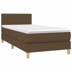 vidaXL Giroletto a Molle con Materasso Marrone Scuro 80x200 cm Tessuto - Vista aggiuntiva 3