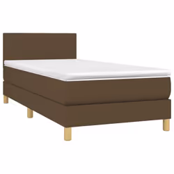 vidaXL Giroletto a Molle con Materasso Marrone Scuro 90x200 cm Tessuto - Vista aggiuntiva 3