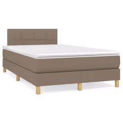 vidaXL Giroletto a Molle con Materasso Tortora 120x200 cm in Tessuto - Vista aggiuntiva 2