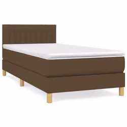 vidaXL Giroletto a Molle con Materasso Marrone Scuro 80x200 cm Tessuto - Vista aggiuntiva 2
