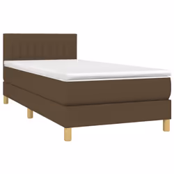 vidaXL Giroletto a Molle con Materasso Marrone Scuro 80x200 cm Tessuto - Vista aggiuntiva 3