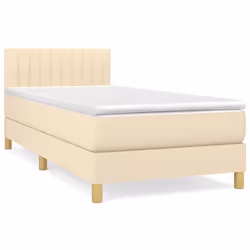 vidaXL Giroletto a Molle con Materasso Crema 90x200 cm inTessuto - Vista aggiuntiva 2