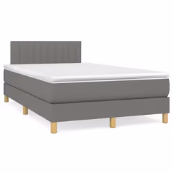 vidaXL Giroletto a Molle con Materasso Grigio Scuro 120x200 cm Tessuto - Vista aggiuntiva 2