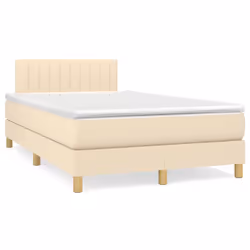vidaXL Giroletto a Molle con Materasso Crema 120x200 cm in Tessuto - Vista aggiuntiva 2